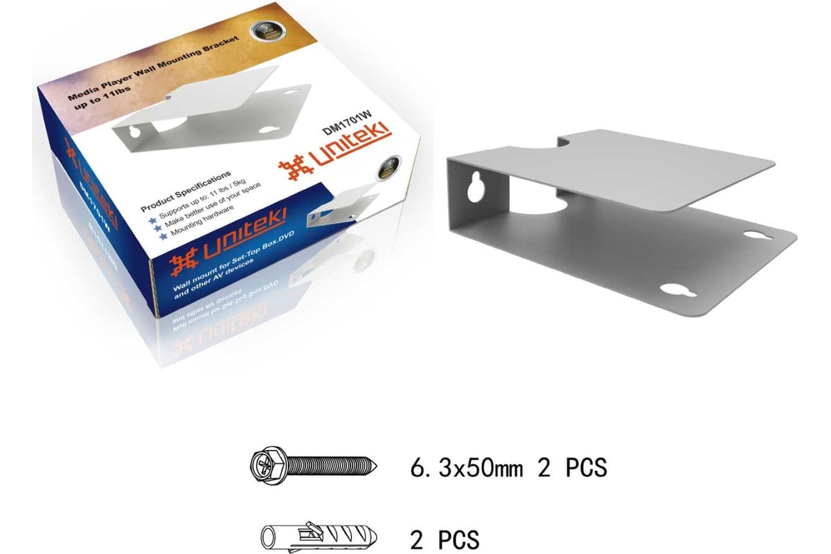 Полка, кронштейн, крепление UNITEKI dm1701w на стену для dvb-t2, dvb-t  ресивера, приставки 20706