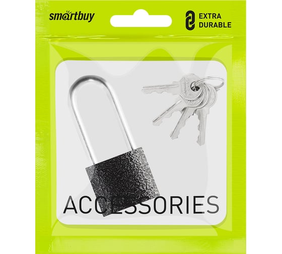 Навесной замок Smartbuy корпус 30 мм, удлиненная дужка, d5 мм, 4 ключа SBT-LK-3005L