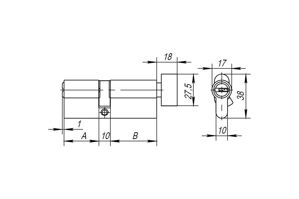 Цилиндровый механизм с вертушкой AJAX AX202/110 mm 50+10+50 CP хром 5 ...