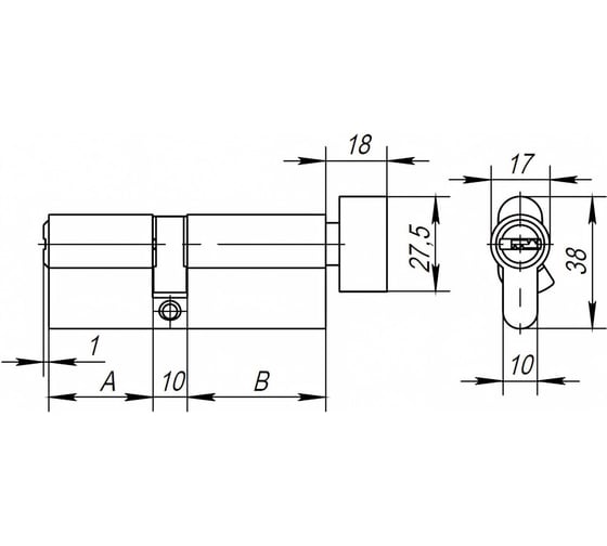 Цилиндровый механизм с вертушкой AJAX AX202/90 mm 40+10+40 CP хром 5 кл. 40217