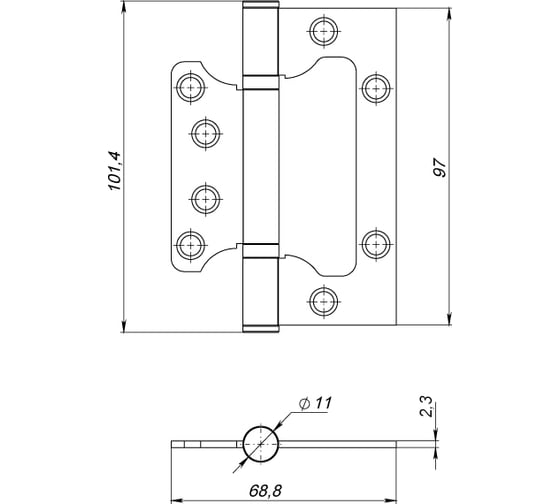 Универсальная петля без врезки AJAX 100/P-2B 100x2,3 AB бронза 39751