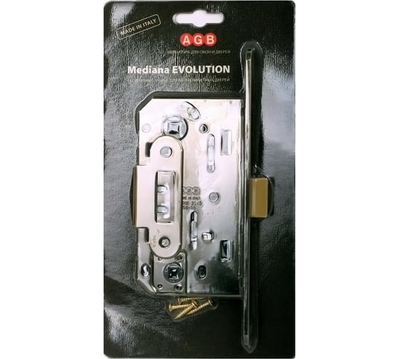 Замок AGB B01102.50.06.567 межкомнатный WC никель MEDIANA EV. инд.упак+B01000.13 25791
