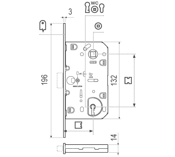 Замок AGB B06102.50.34.567 B04102,B05102 меж. WC мат.хр. с от.пл. B02402.05.34 MEDIANA POLARIS 25595