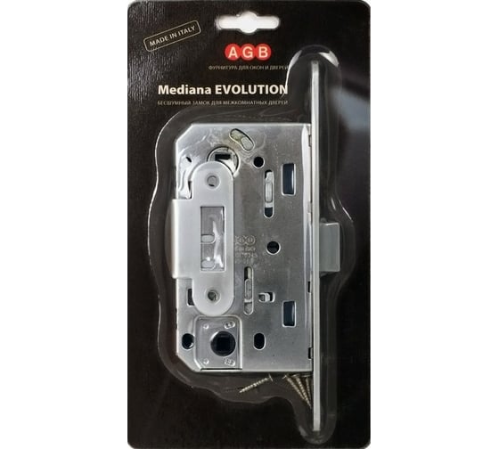 Замок AGB B01102.50.34.567 межкомнатный WC матовый хром MEDIANA EV. инд.упак+B01000.13 25797