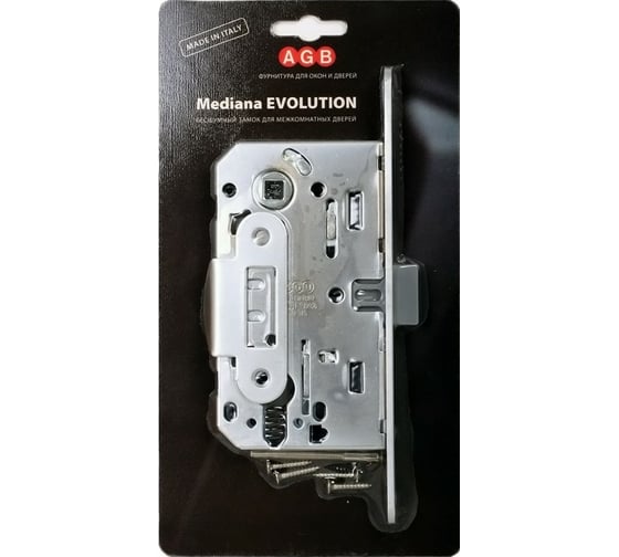 Замок AGB межк. под цил. MEDIANA EVOLUTION B01103.50.34.567 с отв. планкой B01000.13 мат хром 25807