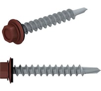 Кровельный саморез STARFIX 4.8x70 мм, цинк, шайба с прокладкой, PT1, RAL 3009, 2500 шт. в коробе SM-21852-2500