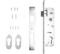 Дверной врезной замок DORF Dörf алюминий, м/о 85 мм, планка 23 мм, д/м 20 мм с фалевой защелкой DORF_85_23_20F