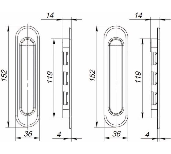 Ручки для раздвижных дверей PUNTO Soft LINE SL-010 CP 38607
