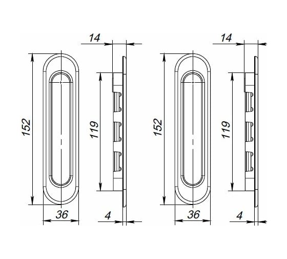 Ручки для раздвижных дверей PUNTO Soft LINE SL-010 SN 38601
