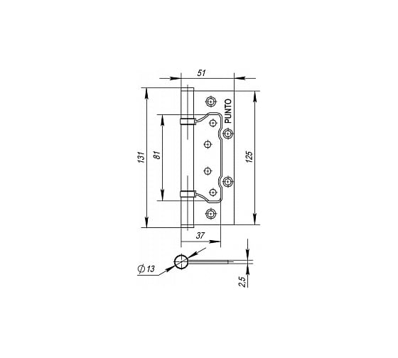 Универсальная петля без врезки PUNTO 200-2B 125x2,5 GR графит 2 шт. 35509