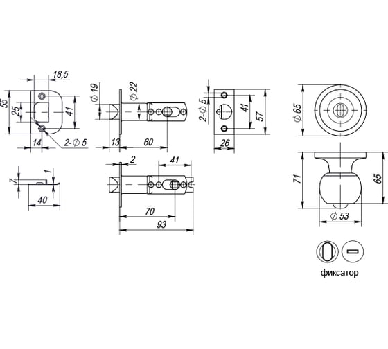 Ручка защелка PUNTO 6072 AC-B фик. медь 25209