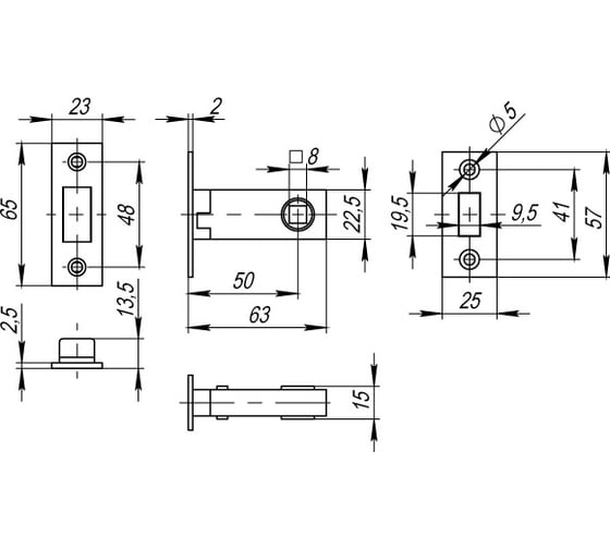 Врезная защелка Fuaro MAGNET M12-50-25 GR графит 37507