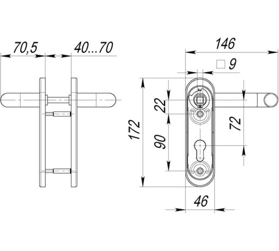 Дверная ручка Fuaro DH-0433 NE черная с пружиной для замка FL-0432, 0433, 0434, нейлон 28987