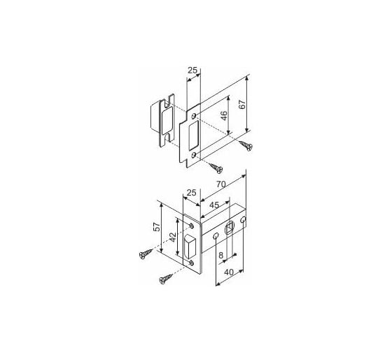 Врезная защелка Fuaro F12-45-25 GR графит 37503