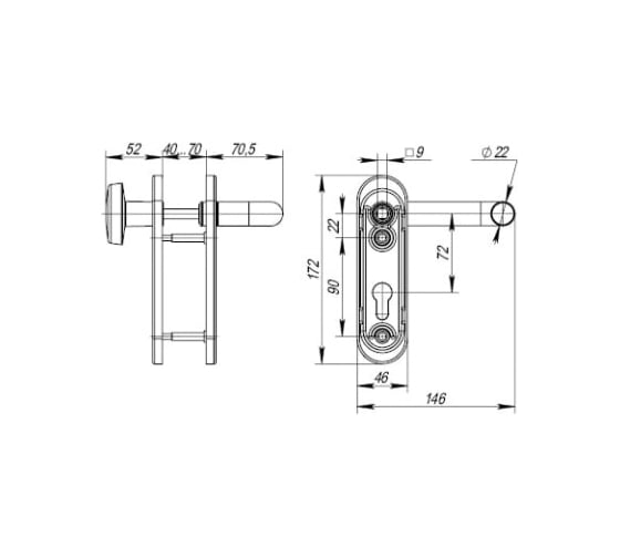 Дверная ручка Fuaro DH-043P-KNOB NE черная, нейлон, квадрат 9x90 мм 36101