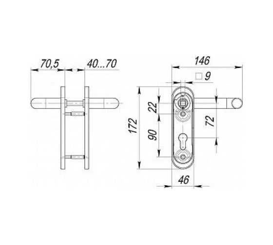 Дверная ручка Fuaro DH-0433/GR NE серая с пружиной для замка FL-0432, 0433, 0434, нейлон 32111