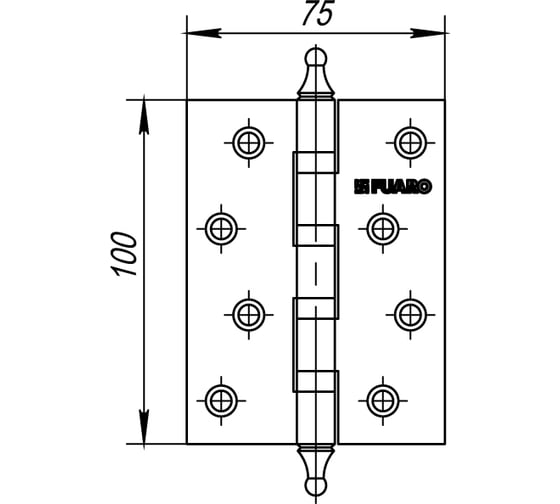 Универсальная петля Fuaro 4BB/A/BL 100x75x2,5 АС медь БЛИСТЕР 30975