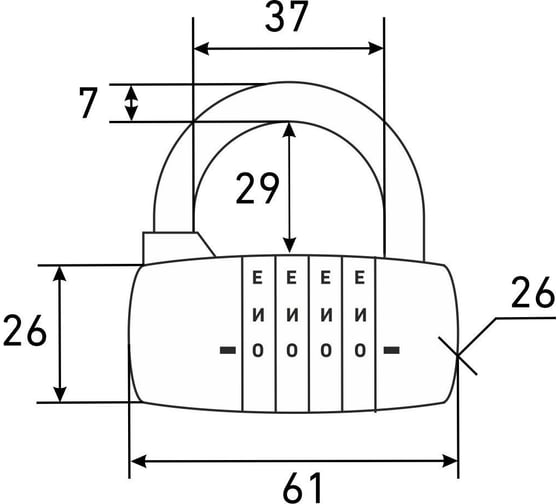 Навесной кодовый замок БУЛАТ ВС 604Б (ВС1К-60/7) d=7 мм 14836
