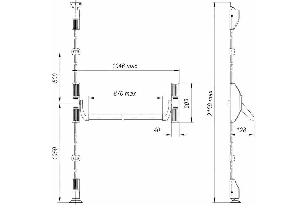 Нажимная ручка-штанга Fuaro 1700С с тягами в комплекте, для ...
