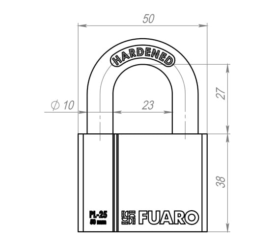 Навесной замок Fuaro PL-2550 50 мм 4 фин. кл. БЛИСТЕР 26393