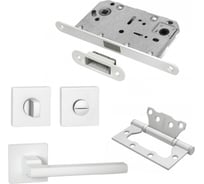 Комплект для межкомнатной двери PAULINIDOR 514-03, сантех. магнитная защелка 5096, завертка AL 03, петли 2 шт., белый 514-035096AL032SMSW