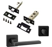 Комплект для межкомнатной двери PAULINIDOR ручки 514-02, защелка 5-45 plastic, завертка AL 02, задвижка BK 45, черный 514-035-45AL03BK45BL