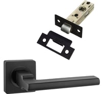 Комплект для межкомнатной двери PAULINIDOR ручки 514-02, защелка 5-45 plastic, черный 514-035-45BL
