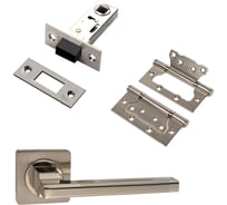 Комплект для межкомнатной двери PAULINIDOR ручки 514-02, защелка магнитная 5-50, петли 2 шт., никель матовый 514-025-502SSN