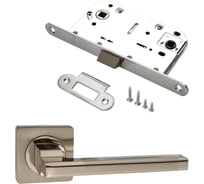 Комплект для межкомнатной двери PAULINIDOR ручки 514-02, сантехническая защелка 96 PL, никель матовый 514-0296PLSN