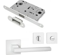 Комплект для межкомнатной двери PAULINIDOR ручки 514-03, сантехническая магнитная защелка 5096, завертка AL 03, белый 514-035096AL03MSW