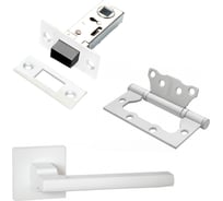 Комплект для межкомнатной двери PAULINIDOR ручки 514-03, защелка магнитная 5-50, петли 2 шт., белый 514-035-502SMSW