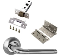 Комплект для межкомнатной двери PAULINIDOR ручки 503-08, защелка 5-45 pl, врезные петли 2 шт., никель матовый 503-085-45pl4SSN