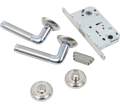 Комплект для межкомнатной двери PAULINIDOR ручки 503-08, сантехническая магнитная защелка 5096, завертка AL 08, никель матовый 503-085096AL08SN