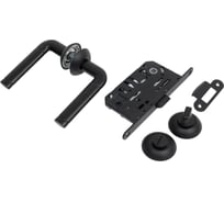 Комплект для межкомнатной двери PAULINIDOR ручки 503-08, сантехническая защелка 96 PL, завертка AL 08, черный 503-0896PLAL08BL