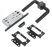 Комплект для межкомнатной двери PAULINIDOR ручки 503-08, сантехническая магнитная защелка 5096, петли 2 шт., черный 503-0850962SBL