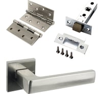 Комплект для межкомнатной двери PAULINIDOR ручки 541-03 slim, защелка 5-45 pl, врезные петли 2 шт., никель 541-03slim5-45pl4SSN