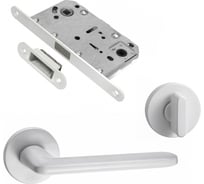 Комплект для межкомнатной двери PAULINIDOR ручки 546-06 slim + сантехническая магнитная защелка 5096 + завертка AL 06 slim, белый 546-06slim5096AL06MSW