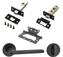 Комплект для межкомнатной двери PAULINIDOR ручки 546-06 slim + защелка 5-45PL + завертка AL 06 slim + задвижка BK45 + петли, 2 шт., черный 546-06slim5-45AL06BK452SBL