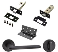 Комплект для межкомнатной двери PAULINIDOR ручки 546-06 slim + защелка 5-45PL + завертка AL 06 slim + задвижка BK45 + врезные петли, 2 шт., черный 546-06slim5-45AL06BK454SBL