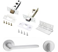 Комплект для межкомнатной двери PAULINIDOR ручки 546-06 slim + защелка 5-45PL + завертка AL 06 slim + задвижка BK45 + врезные петли, 2 шт., белый 546-06slim5-45AL06BK454SMSW