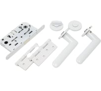 Комплект для межкомнатной двери PAULINIDOR ручки 546-06 slim + сантехническая магнитная защелка 5096 + завертка AL 06 slim + врезные петли, 2 шт., белый 546-06slim5096AL064SMSW