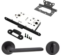 Комплект для межкомнатной двери PAULINIDOR ручки 546-06 slim + сантехническая защелка 96PL + завертка AL 06 slim + петли, 2 шт., черный 546-06slim96PLAL062SBL