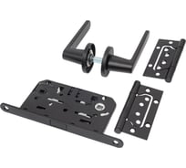 Комплект для межкомнатной двери PAULINIDOR ручки 546-06 slim + сантехническая магнитная защелка 5096 + петли, 2 шт., черный 546-06slim50962SBL