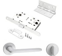 Комплект для межкомнатной двери PAULINIDOR ручки 546-06 slim + сантехническая защелка 96PL + завертка AL 06 slim + врезные петли, 2 шт., белый 546-06slim96PLAL064SMSW