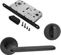 Комплект для межкомнатной двери PAULINIDOR ручки 546-06 slim + сантехническая магнитная защелка 5096 + завертка AL 06 slim, черный 546-06slim5096AL06BL