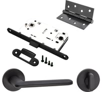 Комплект для межкомнатной двери PAULINIDOR ручки 546-06 slim + сантехническая защелка 96PL + завертка AL 06 slim + врезные петли, 2 шт., черный 546-06slim96PLAL064SBL