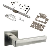 Комплект для межкомнатной двери PAULINIDOR ручки 541-03 slim, сантехническая защелка 96PL, петли б/врезки 2 шт., никель 541-03slim96PL2SSN