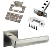 Комплект для межкомнатной двери PAULINIDOR ручки 541-03 slim, защелка 5-45 pl, петли б/врезки 2 шт., никель 541-03slim5-45pl2SSN