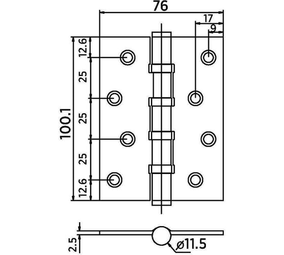 Универсальные петли BUSSARE B020-C 100x75x2.5-4BB-1CM кофе мокко 940000000840