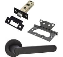 Комплект для межкомнатной двери PAULINIDOR ручки 545-06 slim, защелка 5-45 pl, петли б/врезки 2 шт., черный 545-06slim5-45pl2SBL